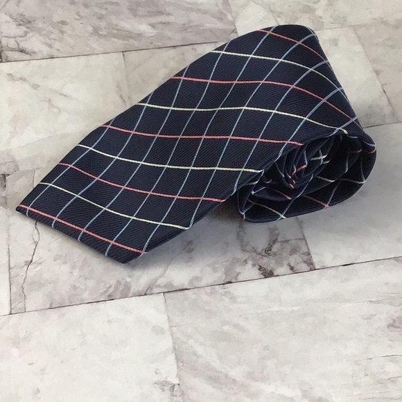Hugo Boss Vintage Repp silk necktie, navy blue checkered - Picture 5 of 5